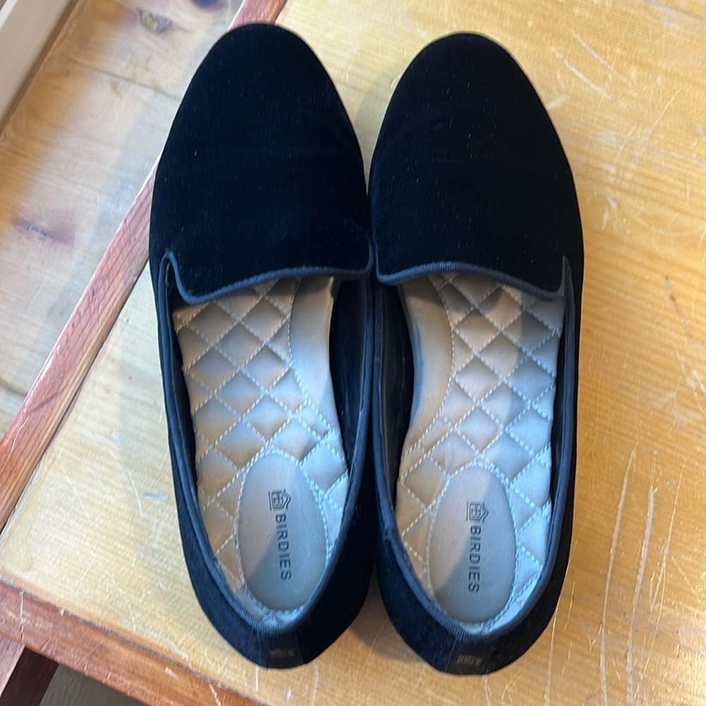 Sz9 Birdies black velvet loafers